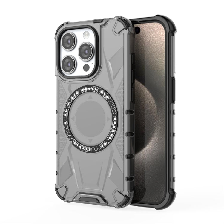 For iPhone 15 Pro MagSafe Armor Holder PC Hybrid TPU Phone Case(Black) by buy2fix