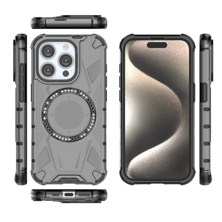 For iPhone 15 Pro MagSafe Armor Holder PC Hybrid TPU Phone Case(Black) by buy2fix