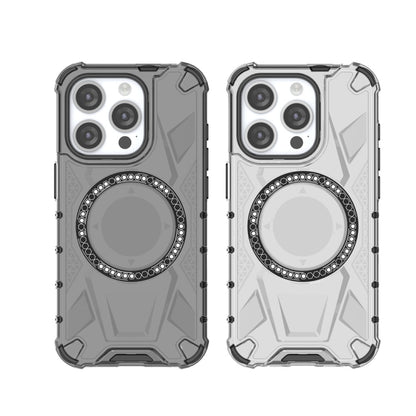 For iPhone 15 Pro MagSafe Armor Holder PC Hybrid TPU Phone Case(Black) by buy2fix