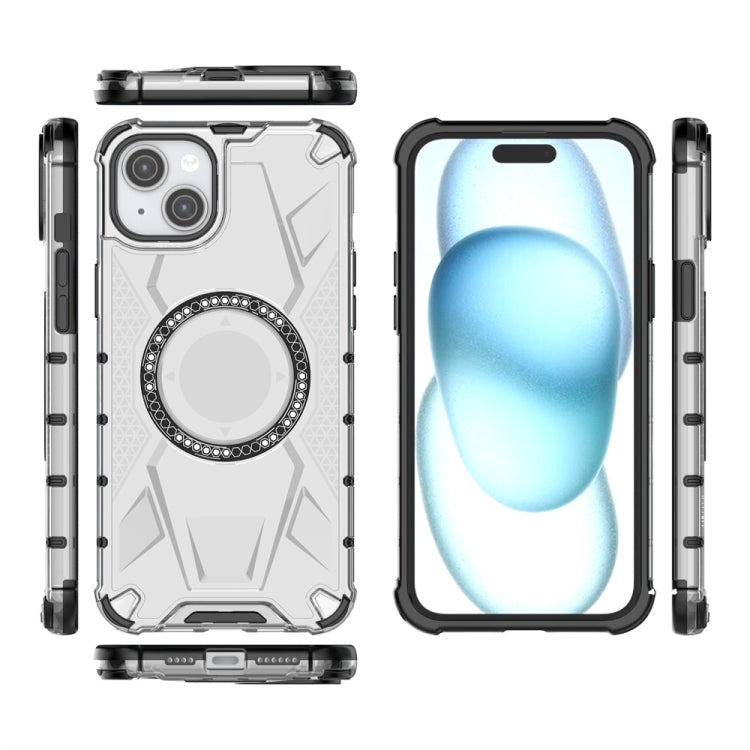 For iPhone 15 Plus MagSafe Armor Holder PC Hybrid TPU Phone Case(White) by buy2fix
