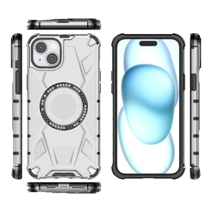 For iPhone 15 Plus MagSafe Armor Holder PC Hybrid TPU Phone Case(White) by buy2fix