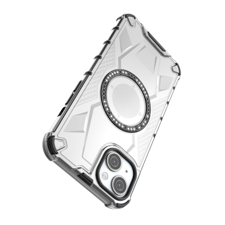 For iPhone 15 Plus MagSafe Armor Holder PC Hybrid TPU Phone Case(White) by buy2fix