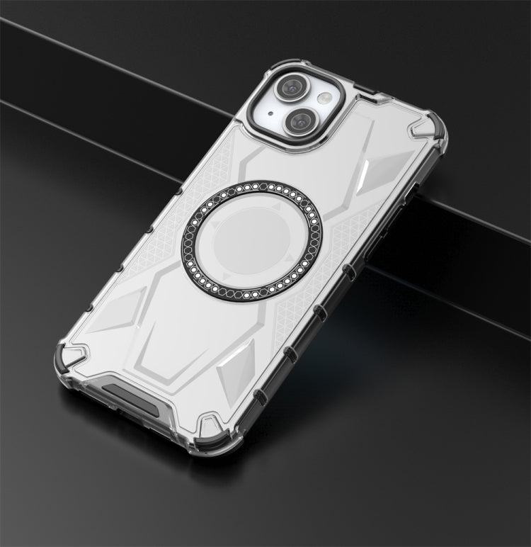 For iPhone 14 Plus MagSafe Armor Holder PC Hybrid TPU Phone Case(White) by buy2fix