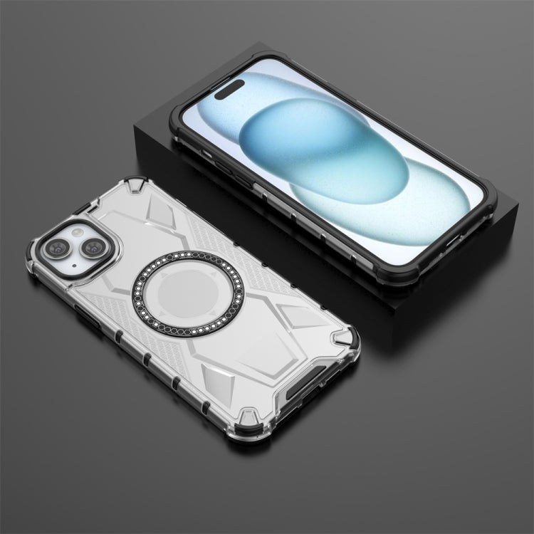 For iPhone 14 Plus MagSafe Armor Holder PC Hybrid TPU Phone Case(White) by buy2fix