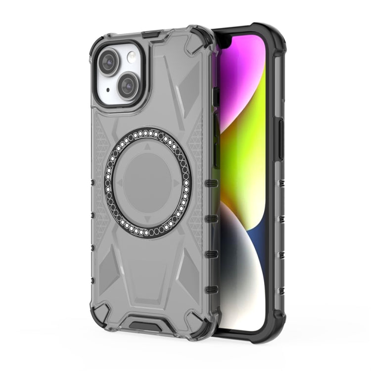 For iPhone 14 MagSafe Armor Holder PC Hybrid TPU Phone Case(Black) by buy2fix