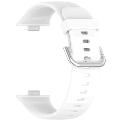 For Huawei Watch Fit4 / Fit4 Pro / Fit3 Silver Buckle Silicone Sports Watch Band(White) by buy2fix