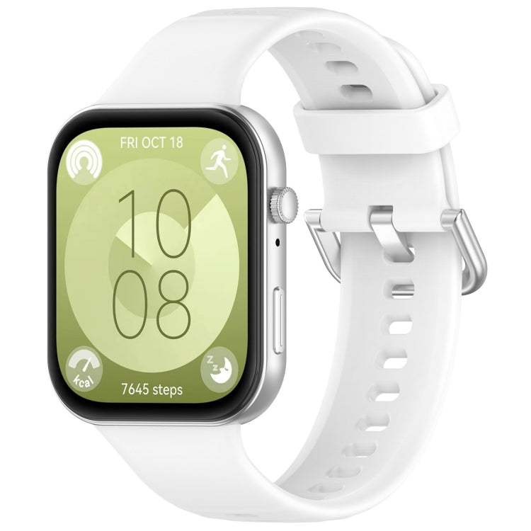 For Huawei Watch Fit4 / Fit4 Pro / Fit3 Silver Buckle Silicone Sports Watch Band(White) by buy2fix