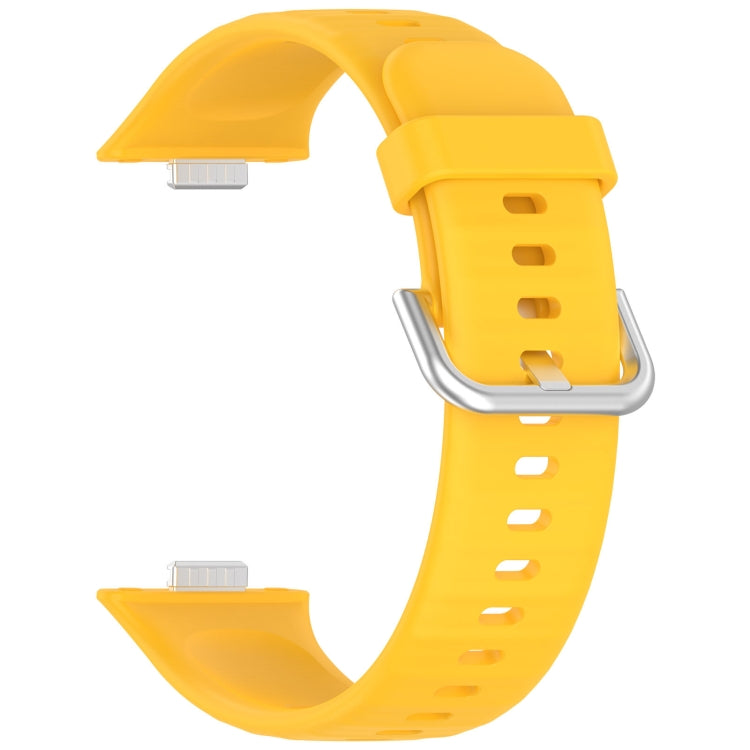 For Huawei Watch Fit4 / Fit4 Pro / Fit3 Silver Buckle Silicone Sports Watch Band(Yellow) by buy2fix