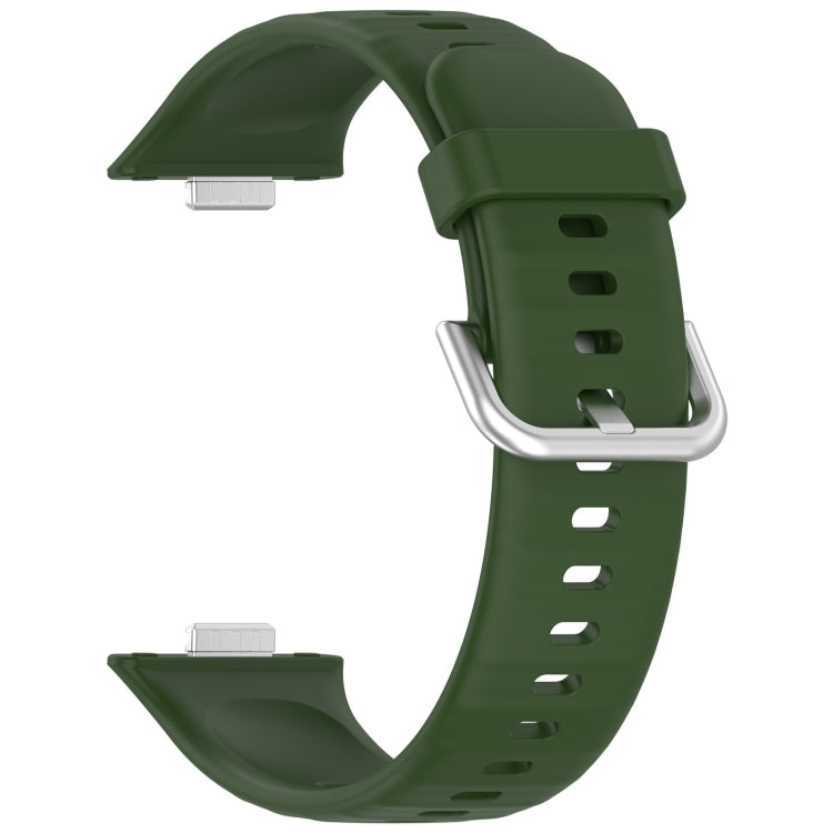 For Huawei Watch Fit4 / Fit4 Pro / Fit3 Silver Buckle Silicone Sports Watch Band(Army Green) by buy2fix