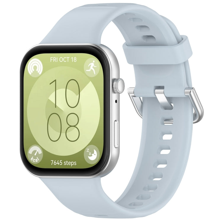 For Huawei Watch Fit4 / Fit4 Pro / Fit3 Silver Buckle Silicone Sports Watch Band(Light Blue) by buy2fix