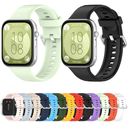 For Huawei Watch Fit4 / Fit4 Pro / Fit3 Silver Buckle Silicone Sports Watch Band(Light Green) by buy2fix