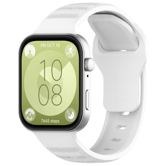 For Huawei Watch Fit 3 Wavy Dot Texture Silicone Sports Watch Band(White)