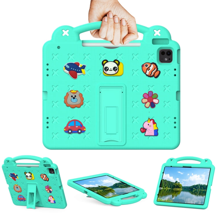 For iPad Air 13 2024 Handle Kickstand Children EVA Shockproof Tablet Case(Mint Green) - iPad Air 13 2024 Cases by buy2fix | Online Shopping UK | buy2fix