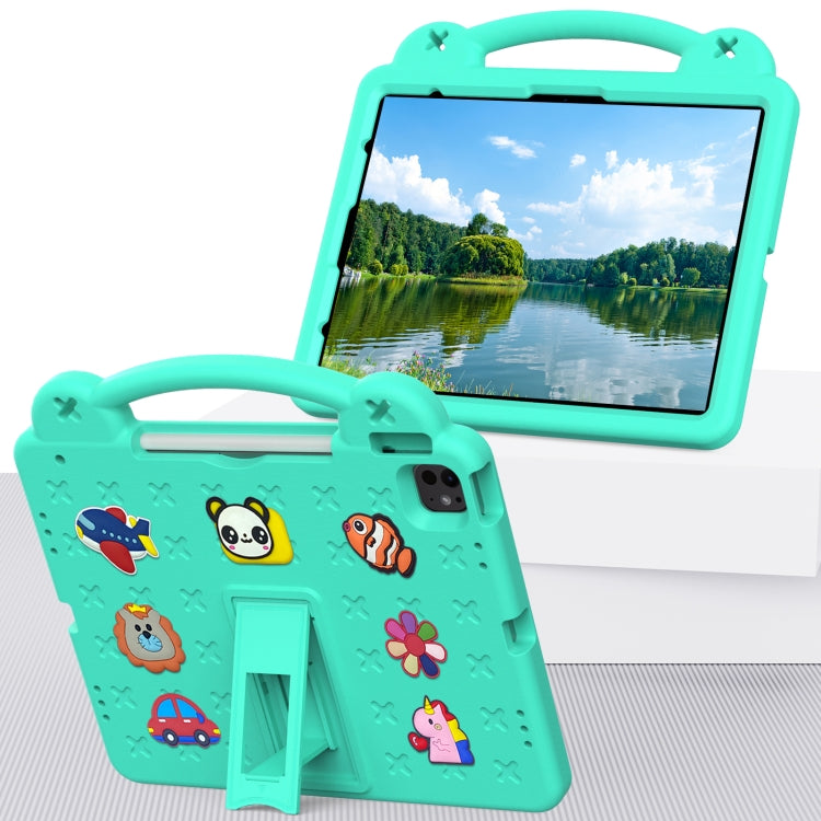 For iPad Pro 13 2025 / 2024 Handle Kickstand Children EVA Shockproof Tablet Case(Mint Green) by buy2fix