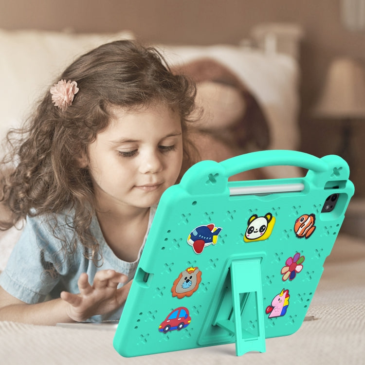 For iPad Pro 13 2025 / 2024 Handle Kickstand Children EVA Shockproof Tablet Case(Mint Green) by buy2fix