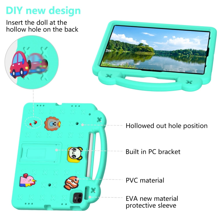For iPad Pro 13 2025 / 2024 Handle Kickstand Children EVA Shockproof Tablet Case(Mint Green) by buy2fix
