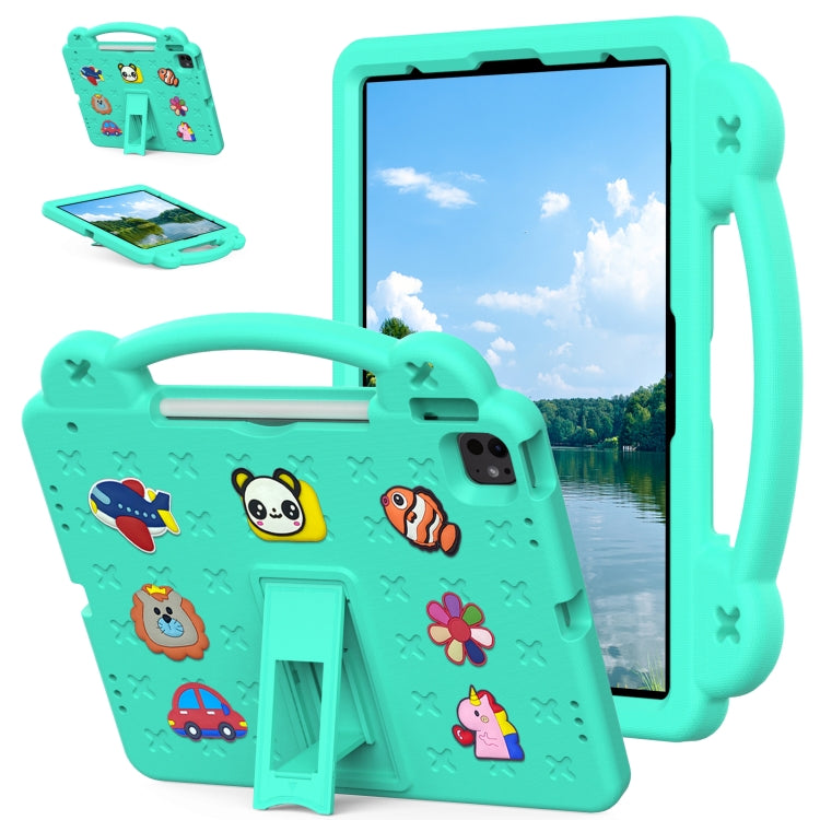 For iPad Pro 12.9 2022 / 2021 Handle Kickstand Children EVA Shockproof Tablet Case(Mint Green) - iPad Pro 12.9 (2022/2021) Cases by buy2fix | Online Shopping UK | buy2fix