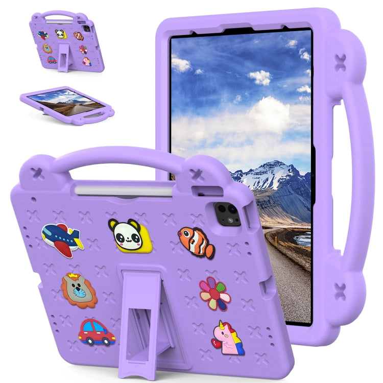 For iPad Pro 12.9 2022 / 2021 Handle Kickstand Children EVA Shockproof Tablet Case(Light Purple) - iPad Pro 12.9 (2022/2021) Cases by buy2fix | Online Shopping UK | buy2fix