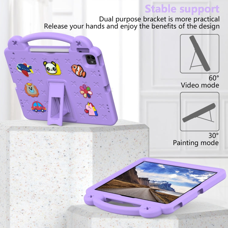 For iPad Pro 12.9 2022 / 2021 Handle Kickstand Children EVA Shockproof Tablet Case(Light Purple) - iPad Pro 12.9 (2022/2021) Cases by buy2fix | Online Shopping UK | buy2fix