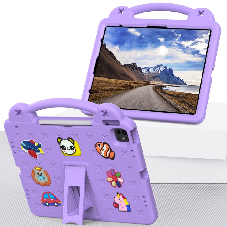 For iPad Pro 12.9 2022 / 2021 Handle Kickstand Children EVA Shockproof Tablet Case(Light Purple) - iPad Pro 12.9 (2022/2021) Cases by buy2fix | Online Shopping UK | buy2fix