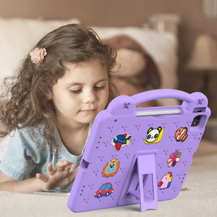 For iPad Pro 12.9 2022 / 2021 Handle Kickstand Children EVA Shockproof Tablet Case(Light Purple) - iPad Pro 12.9 (2022/2021) Cases by buy2fix | Online Shopping UK | buy2fix