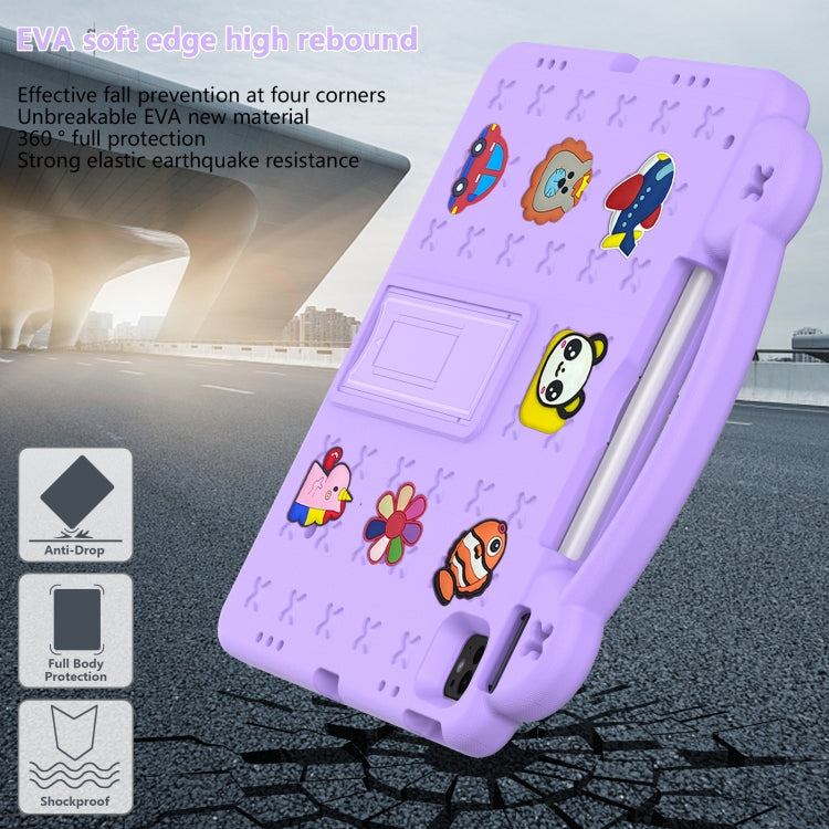 For iPad Pro 12.9 2022 / 2021 Handle Kickstand Children EVA Shockproof Tablet Case(Light Purple) - iPad Pro 12.9 (2022/2021) Cases by buy2fix | Online Shopping UK | buy2fix