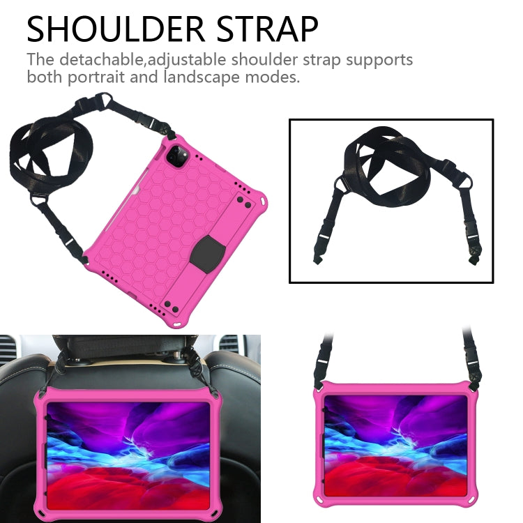 For iPad Pro 11 2024 Honeycomb EVA Hybrid PC Tablet Case with Strap(RoseRed+Black) - iPad Pro 11 2024 Cases by buy2fix | Online Shopping UK | buy2fix