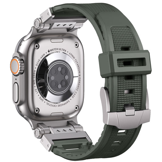 For Apple Watch SE 2023 44mm Silicone Armor Mecha Head Watch Band(Green) by buy2fix