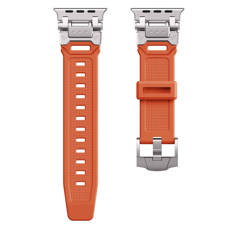 For Apple Watch Series 7 45mm Silicone Armor Mecha Head Watch Band(Orange) - Watch Bands by buy2fix | Online Shopping UK | buy2fix