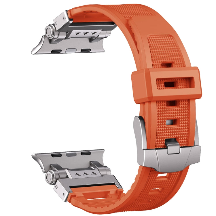 For Apple Watch Series 6 44mm Silicone Armor Mecha Head Watch Band(Orange) - Watch Bands by buy2fix | Online Shopping UK | buy2fix