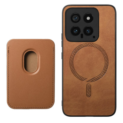 For Xiaomi Redmi Note 13 Pro 4G Retro Magsafe Card Bag PU Back Cover Phone Case(Brown) - Note 13 Pro Cases by buy2fix | Online Shopping UK | buy2fix