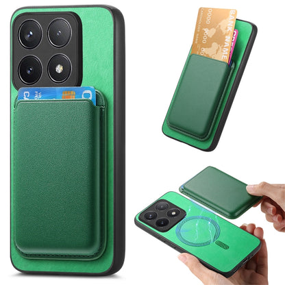 For Xiaomi Redmi K70 / K70 Pro 5G Retro Magsafe Card Bag PU Back Cover Phone Case(Green) - K70 Pro Cases by buy2fix | Online Shopping UK | buy2fix