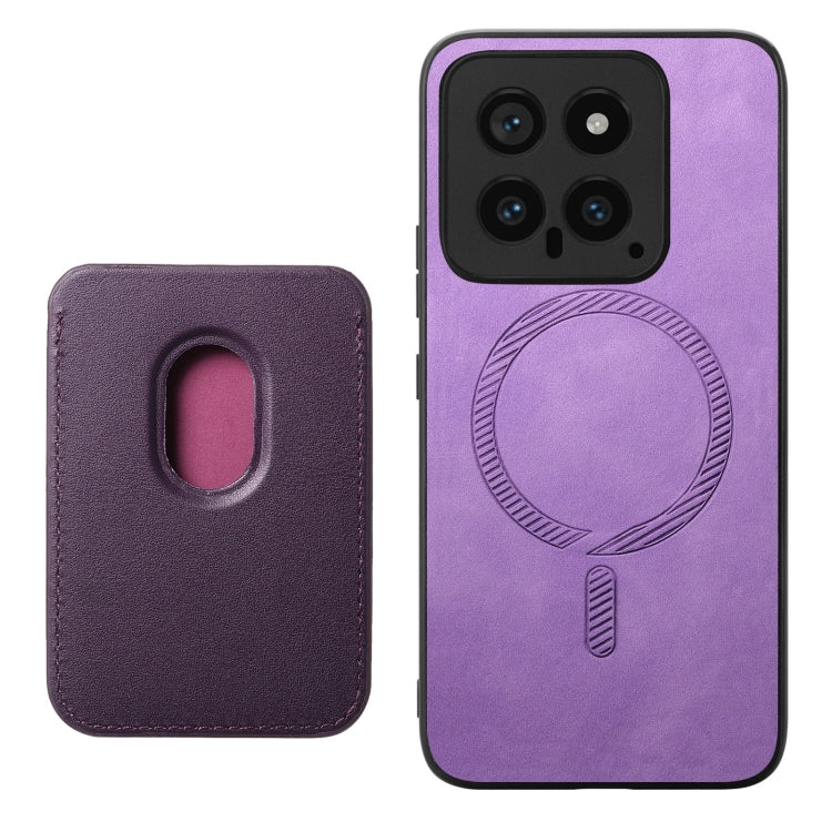 For Xiaomi Redmi 13C Retro Magsafe Card Bag PU Back Cover Phone Case(Purple) - 13C Cases by buy2fix | Online Shopping UK | buy2fix