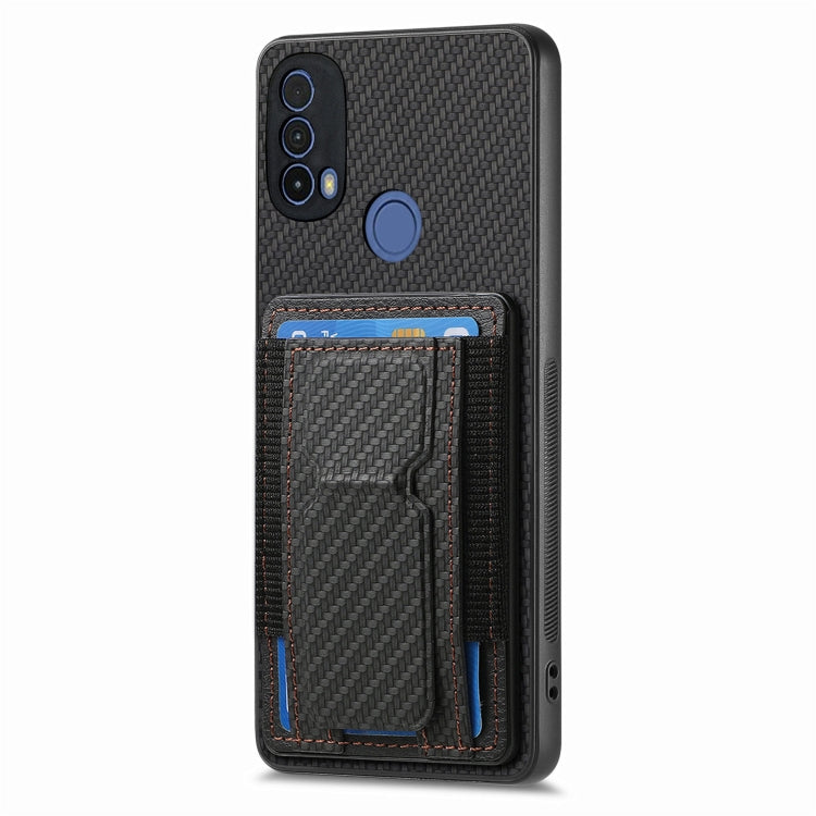 For Motorola Moto G Stylus 5G 2024 Carbon Fiber Fold Stand Elastic Card Bag Phone Case(Black) - Motorola Cases by buy2fix | Online Shopping UK | buy2fix