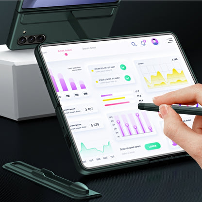 For Samsung Galaxy Z Fold6 5G 2 in 1 Holder Shockproof Phone Case with Pen Slot(Green) - Galaxy Z Fold6 5G Cases by buy2fix | Online Shopping UK | buy2fix