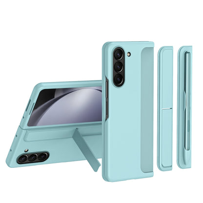 For Samsung Galaxy Z Fold6 5G 2 in 1 Holder Shockproof Phone Case with Pen Slot(Teal) - Galaxy Z Fold6 5G Cases by buy2fix | Online Shopping UK | buy2fix