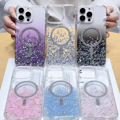 For iPhone 13 Gradient Glitter MagSafe PC Hybrid TPU Phone Case(Gradient Blue) - iPhone 13 Pro Cases by buy2fix | Online Shopping UK | buy2fix