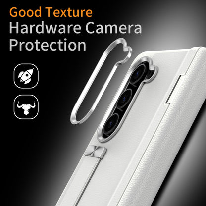 For Samsung Galaxy Z Fold6 5G All-inclusive Shockproof Phone Case with Holder(White) - Galaxy Z Fold6 5G Cases by buy2fix | Online Shopping UK | buy2fix