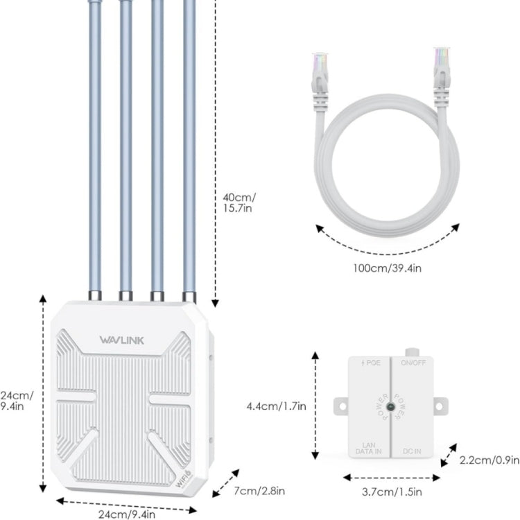 WAVLINK WN573HX3 AX3000 Waterproof Outdoor WiFi Wireless Outdoor Dual Band Router, Plug:US Plug - Wireless Routers by WAVLINK | Online Shopping UK | buy2fix