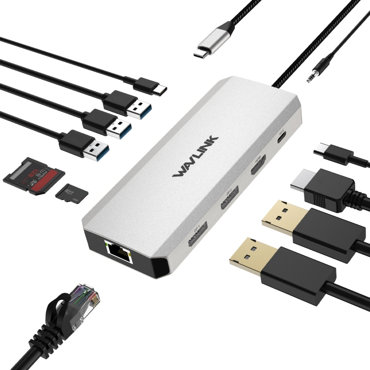 WAVLINK UMD306 12 in 1 Dual 8K Triple Monitor Multiport Adapter - USB HUB by WAVLINK | Online Shopping UK | buy2fix