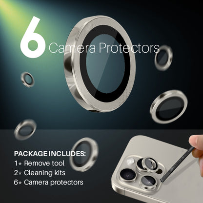 For iPhone 15 Pro / 15 Pro Max NORTHJO 2 Set 6pcs Camera Lens Protector Cover Metal Ring(Natural) - iPhone 15 Pro Max Tempered Glass by NORTHJO | Online Shopping UK | buy2fix