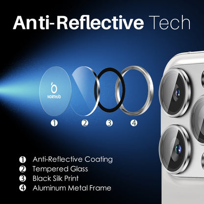 For iPhone 15 / 15 Plus / 14 / 14 Plus NORTHJO 3 Set 6pcs Camera Lens Protector Cover Metal Ring Film(Silver) - iPhone 15 Tempered Glass by NORTHJO | Online Shopping UK | buy2fix