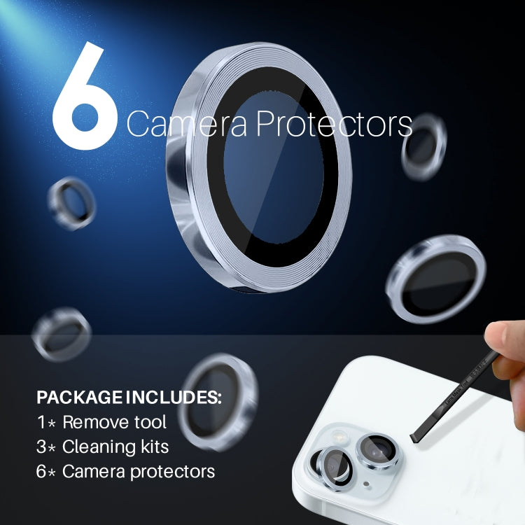 For iPhone 15 / 15 Plus / 14 / 14 Plus NORTHJO 3 Set 6pcs Camera Lens Protector Cover Metal Ring Film(Blue) - iPhone 15 Tempered Glass by NORTHJO | Online Shopping UK | buy2fix