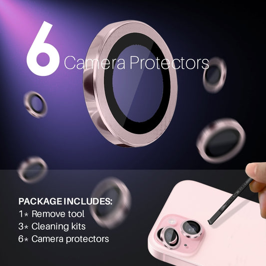 For iPhone 15 / 15 Plus / 14 / 14 Plus NORTHJO 3 Set 6pcs Camera Lens Protector Cover Metal Ring Film(Pink) - iPhone 15 Tempered Glass by NORTHJO | Online Shopping UK | buy2fix