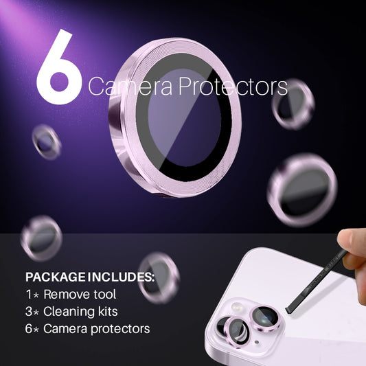 For iPhone 15 / 15 Plus / 14 / 14 Plus NORTHJO 3 Set 6pcs Camera Lens Protector Cover Metal Ring Film(Purple) - iPhone 15 Tempered Glass by NORTHJO | Online Shopping UK | buy2fix