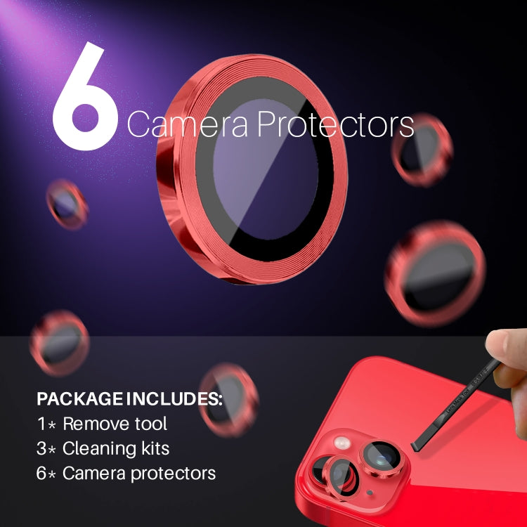 For iPhone 15 / 15 Plus / 14 / 14 Plus NORTHJO 3 Set 6pcs Camera Lens Protector Cover Metal Ring Film(Red) - iPhone 15 Tempered Glass by NORTHJO | Online Shopping UK | buy2fix
