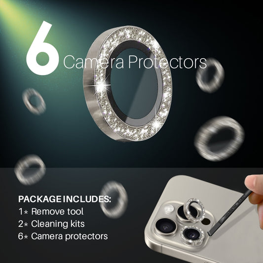 For iPhone 15 Pro / 15 Pro Max NORTHJO 2 Set 6pcs Camera Lens Protector Glitter Metal Ring Film(Natural) by NORTHJO