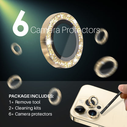 For iPhone 15 Pro / 15 Pro Max NORTHJO 2 Set 6pcs Camera Lens Protector Glitter Metal Ring Film(Gold) - iPhone 15 Pro Max Tempered Glass by NORTHJO | Online Shopping UK | buy2fix