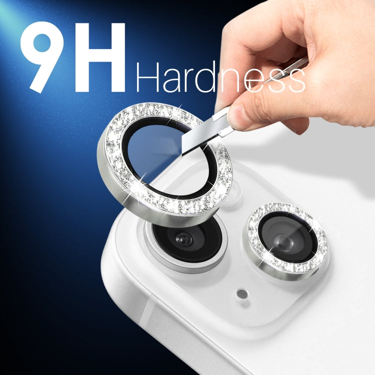 For iPhone 15 / 15 Plus / 14 / 14 Plus NORTHJO 3 Set 6pcs Camera Lens Protector Glitter Metal Ring Film(Silver) - iPhone 15 Tempered Glass by NORTHJO | Online Shopping UK | buy2fix