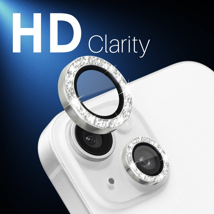 For iPhone 15 / 15 Plus / 14 / 14 Plus NORTHJO 3 Set 6pcs Camera Lens Protector Glitter Metal Ring Film(Silver) - iPhone 15 Tempered Glass by NORTHJO | Online Shopping UK | buy2fix